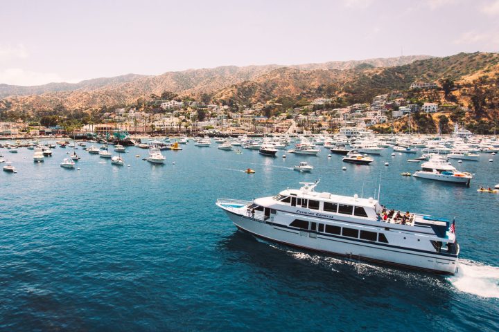 Catalina Express boat approaching Avalon.